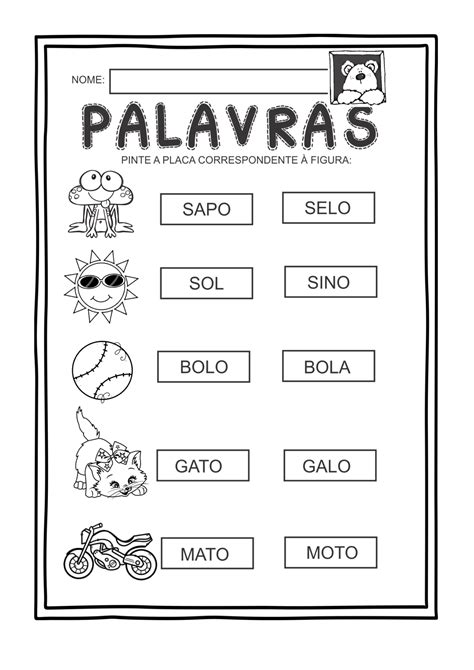 palavras para copiar alfabetização - lista de palavras para ler